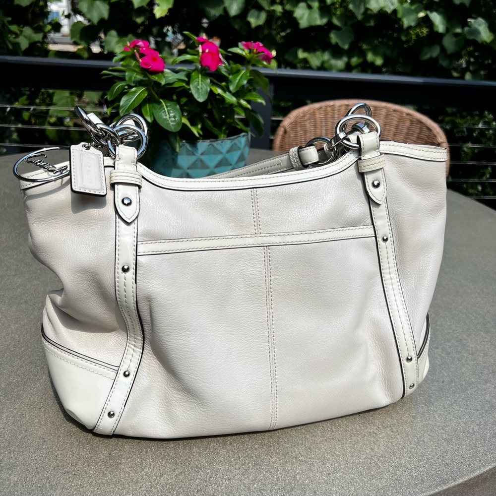 Coach Alexandra Chain Stone Leather Tote Shoulder Bag Handbag Z33011